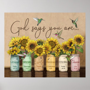 Sonnenblumen & Hummingvögel Gott sagt, Sie sind Po Poster