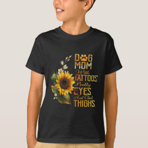 Sonnenblumen Hunde Mama mit Tattoos Hübsche Augen  T-Shirt
