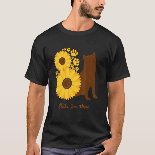 Sonnenblumen-Hundemutter - Shiba Inu T-Shirt (Vorderseite)
