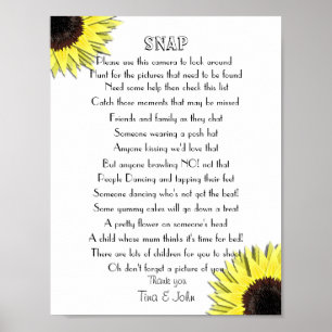 Sonnenblumen Ich sehe Schnappschuss Hochzeitsfoto Poster