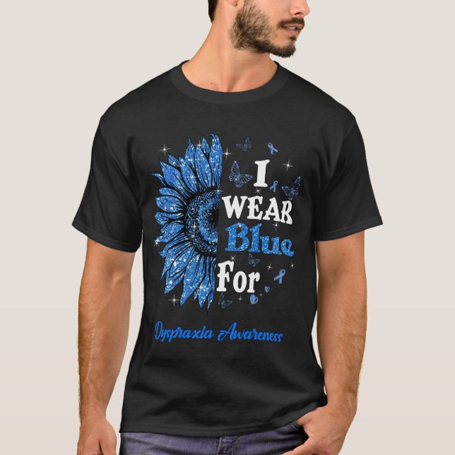 Sonnenblumen ich trage Blau für Dyspraxie Bewussts T-Shirt (Vorderseite)