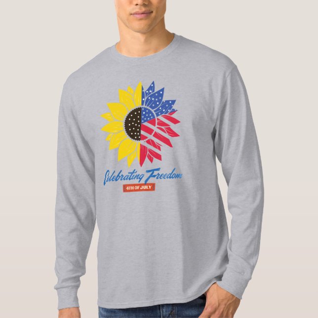 Sonnenblumen-Illustration 4. Juli T-Shirt (Vorderseite)