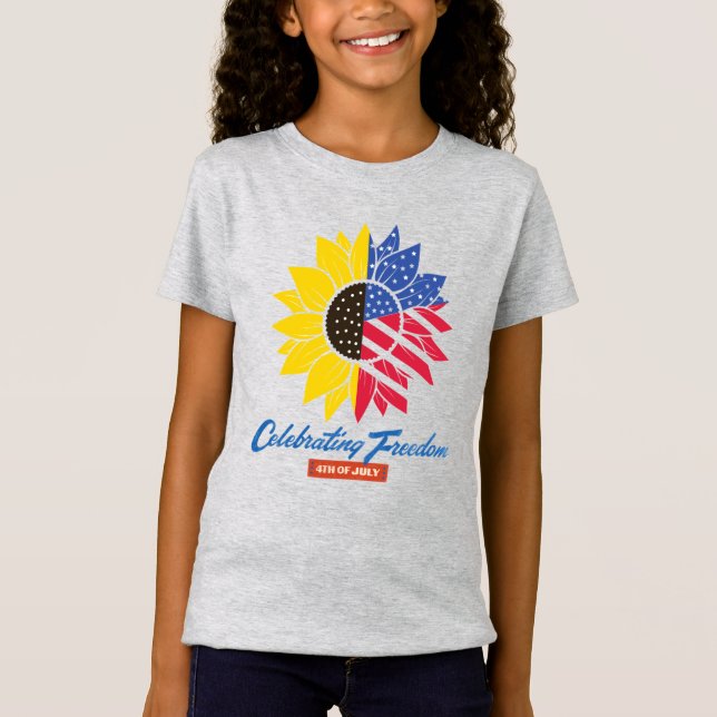 Sonnenblumen-Illustration 4. Juli T-Shirt (Vorderseite)