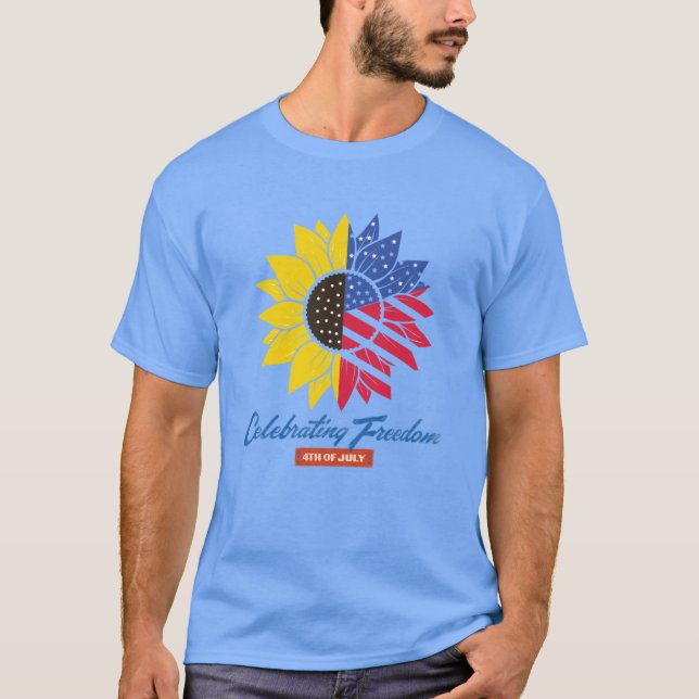 Sonnenblumen-Illustration 4. Juli T-Shirt (Vorderseite)