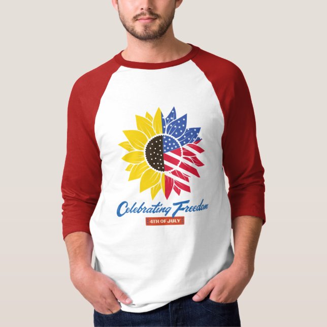 Sonnenblumen-Illustration 4. Juli T-Shirt (Vorderseite)