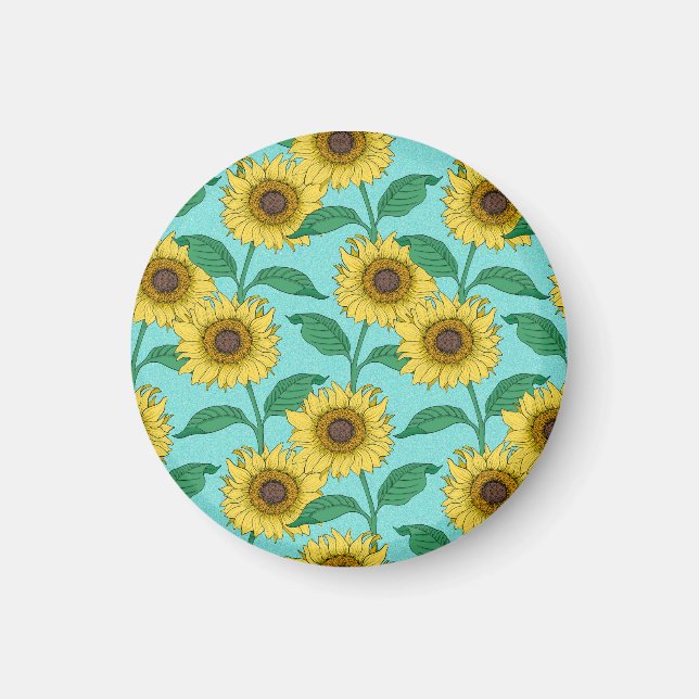Sonnenblumen Illustration Mode Wiederholung Muster Magnet (Vorne)