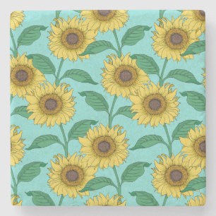 Sonnenblumen Illustration Mode Wiederholung Muster Steinuntersetzer