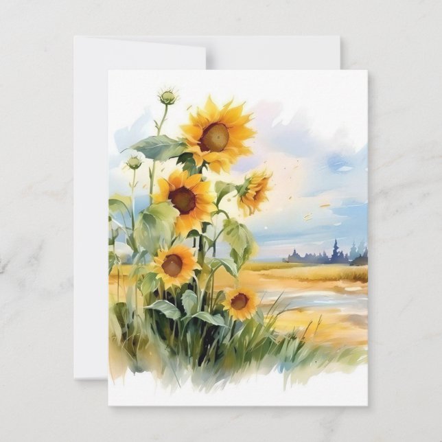 Sonnenblumen im Herbst Feiertagskarte (Vorderseite)