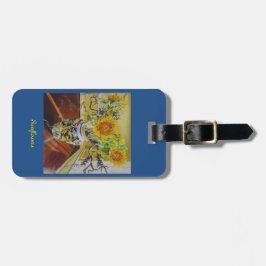 Sonnenblumen im italienischen Vasengepäck- oder Gepäckanhänger