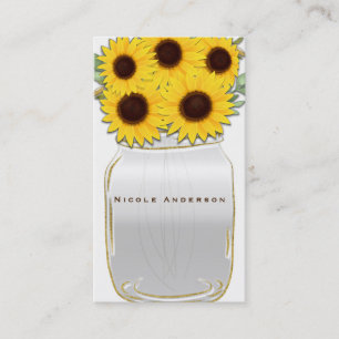 Sonnenblumen im Mason-Glas Rustikaler Landhausstil Visitenkarte