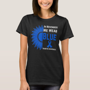 Sonnenblumen im November tragen wir blaue Diabetes T-Shirt