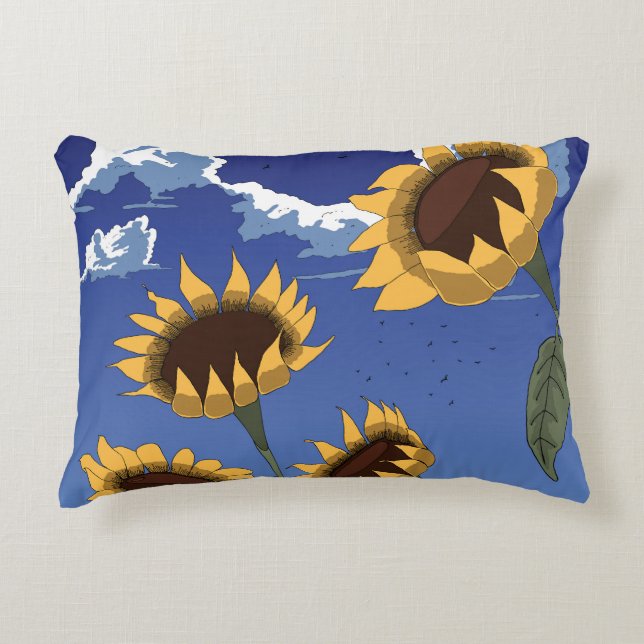 Sonnenblumen im Sommer Dekokissen (Vorderseite)