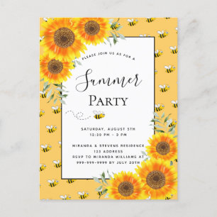 Sonnenblumen im Sommer Party Hummeln im Garten Gri Postkarte