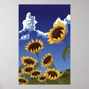 Sonnenblumen im Sommer Poster