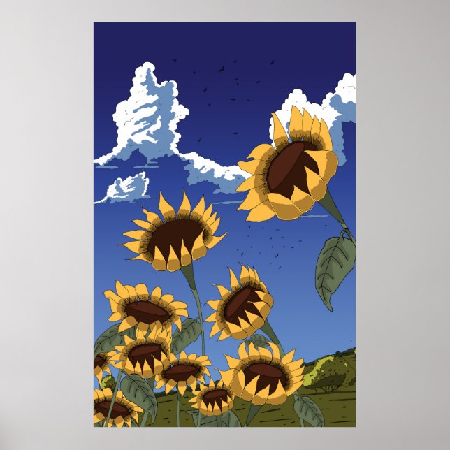 Sonnenblumen im Sommer Poster (Vorne)