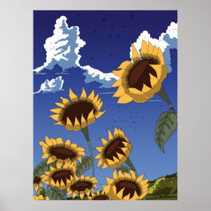 Sonnenblumen im Sommer Poster
