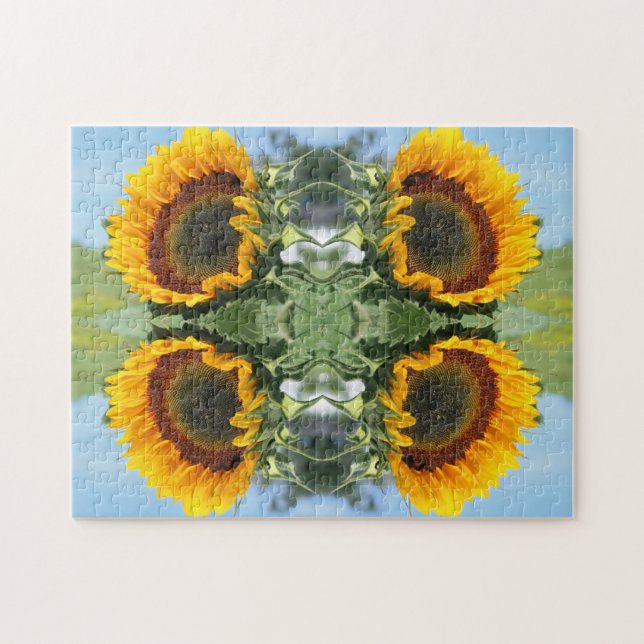 Sonnenblumen im Sonnenschein Abstrakte Blume Art Puzzle (Horizontal)