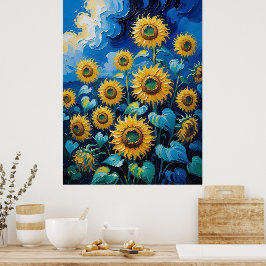 Sonnenblumen im Stile von Impasto Grosses Poster |