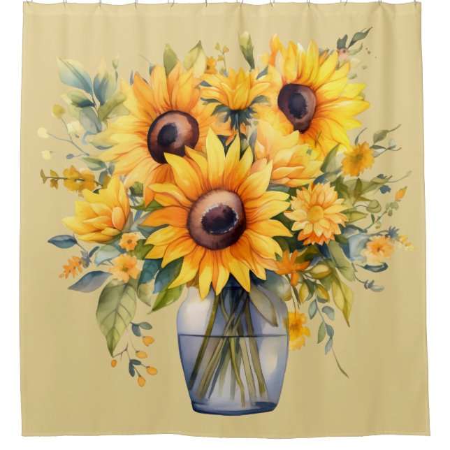 Sonnenblumen im Vasen-Duschvorhang Duschvorhang (Vorderseite)