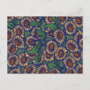 Sonnenblumen im Vintage-Stil Postkarte