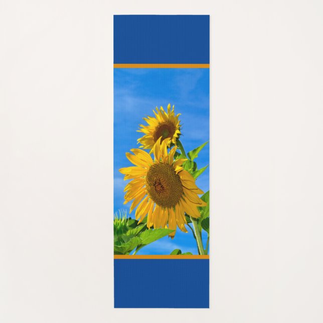 Sonnenblumen in blau und braun yogamatte (Vorderseite)