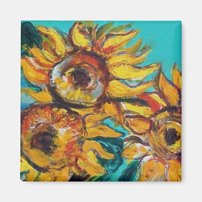 SONNENBLUMEN IN BLAUEM TURQUOISE MAGNET (Vorne)