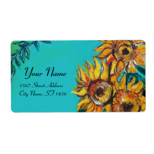 SONNENBLUMEN IN BLAUEM TURQUOISE,SOMMERPARTY