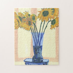Sonnenblumen in blauer Vase, Puzzle