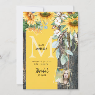 Sonnenblumen in Bloom Rustic Foto Brautparty Inv Einladung