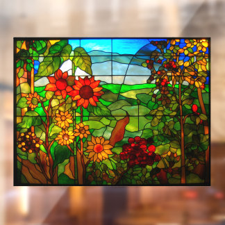 Sonnenblumen in den Imitaten der Gartenanlage Fensteraufkleber