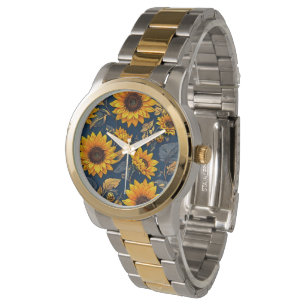 Sonnenblumen in der Zeit: Eine Uhr, die Gefühle bl Armbanduhr