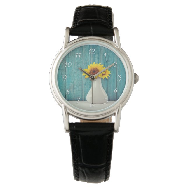 Sonnenblumen in einer Vase Armbanduhr (Vorderseite)