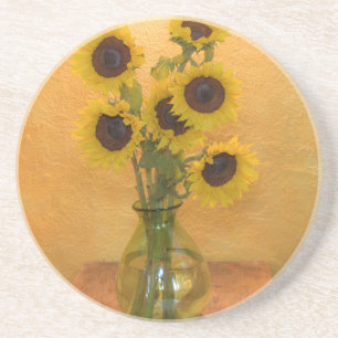 Sonnenblumen in einer Vase auf einem Tisch 2 Getränkeuntersetzer