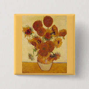 Sonnenblumen in einer Vase (F454) Van Gogh Fine Ar Button