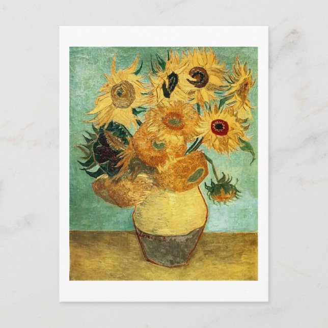 Sonnenblumen in einer Vase (F455) Van Gogh Fine Ar Postkarte (Vorderseite)