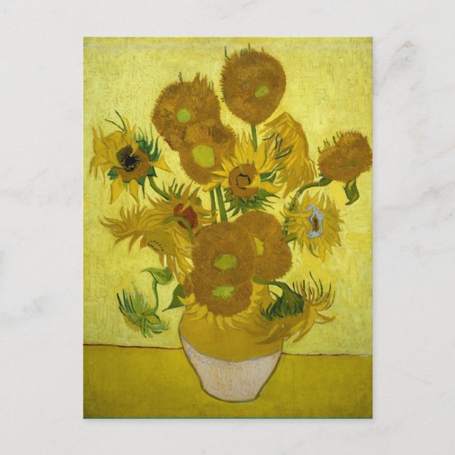 Sonnenblumen in einer Vase (F458) Van Gogh Fine Ar Postkarte (Vorderseite)