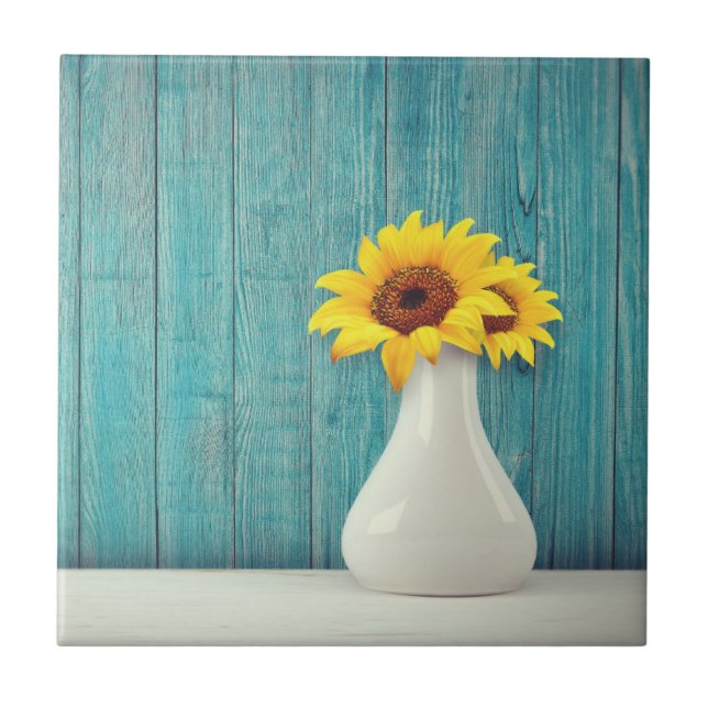 Sonnenblumen in einer Vase Fliese (Vorderseite)