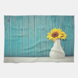 Sonnenblumen in einer Vase Geschirrtuch