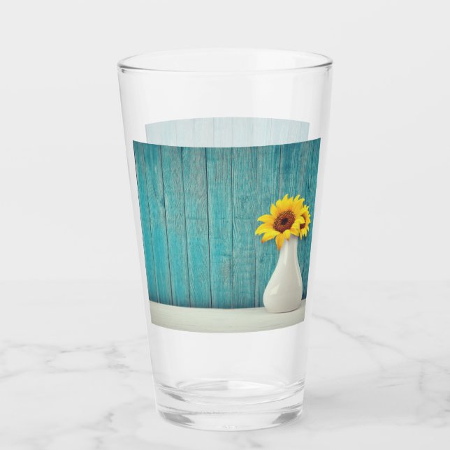 Sonnenblumen in einer Vase Glas (Vorderseite)