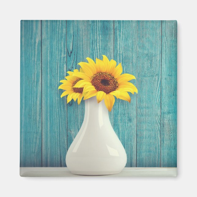 Sonnenblumen in einer Vase Magnet (Vorne)