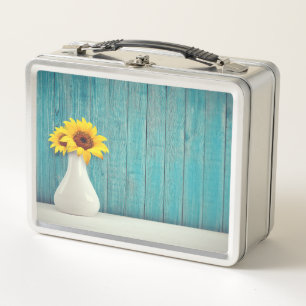 Sonnenblumen in einer Vase Metall Brotdose