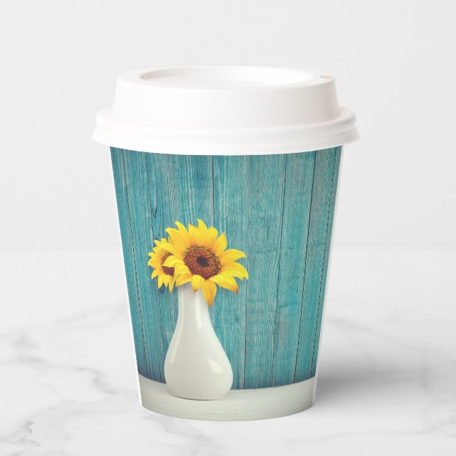 Sonnenblumen in einer Vase Pappbecher (Vorderseite)