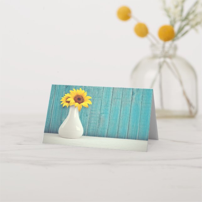 Sonnenblumen in einer Vase Platzkarte (Vorderseite)