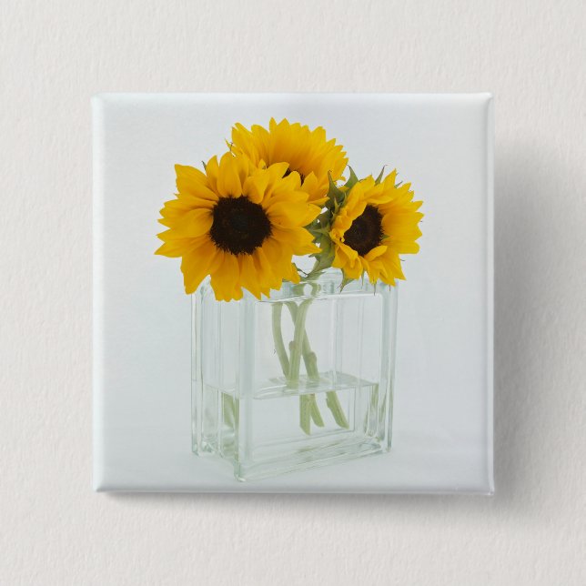 Sonnenblumen in einer Vase-Taste Button (Vorderseite)