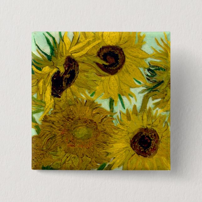 Sonnenblumen in einer Vase Van Gogh Fine Art Button (Vorderseite)