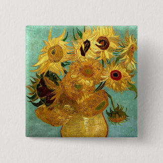 Sonnenblumen in einer Vase Van Gogh Fine Art Button