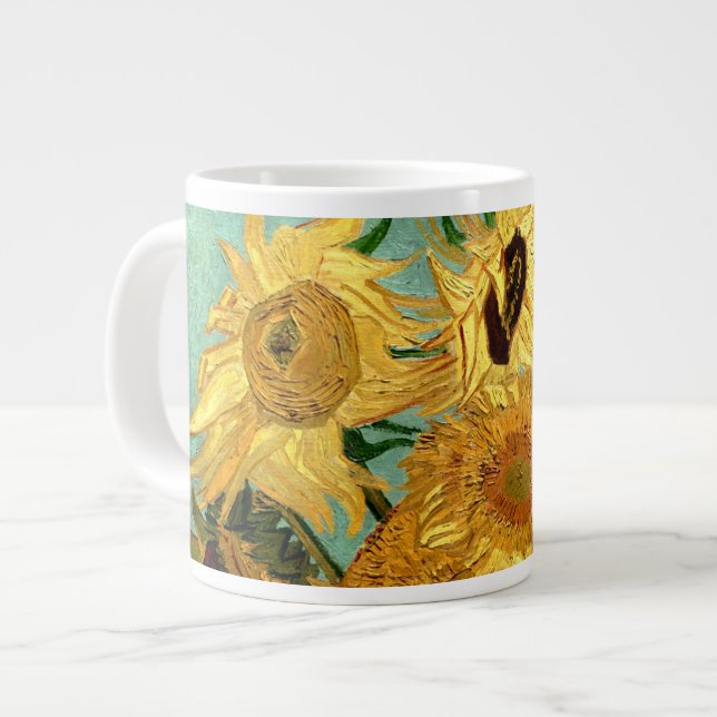 Sonnenblumen in einer Vase Van Gogh Fine Art Jumbo-Tasse (Vorderseite Links)