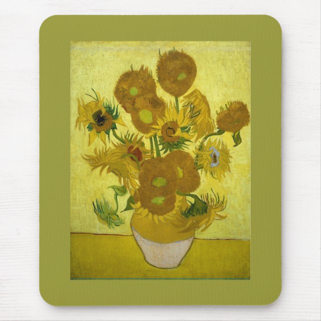 Sonnenblumen in einer Vase Van Gogh Fine Art Mousepad (Vorne)
