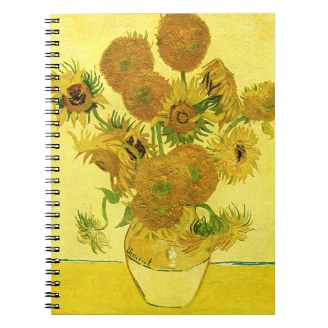 Sonnenblumen in einer Vase Van Gogh Fine Art Notizblock (Vorderseite)
