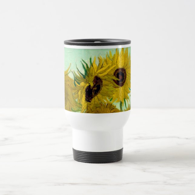 Sonnenblumen in einer Vase Van Gogh Fine Art Reisebecher (Mittel)